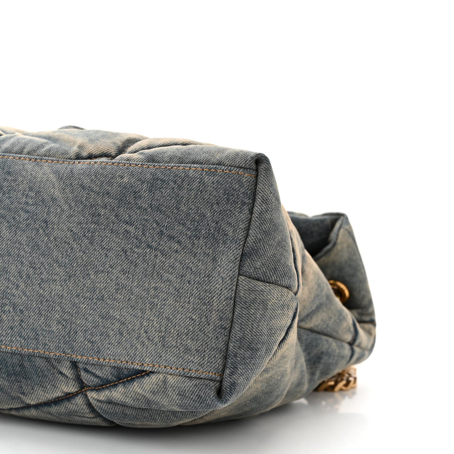 Saint Laurent Denim Quilted Medium Loulou Puffer Monogram Chain Satchel Blue Cinnamon 10 of 11
