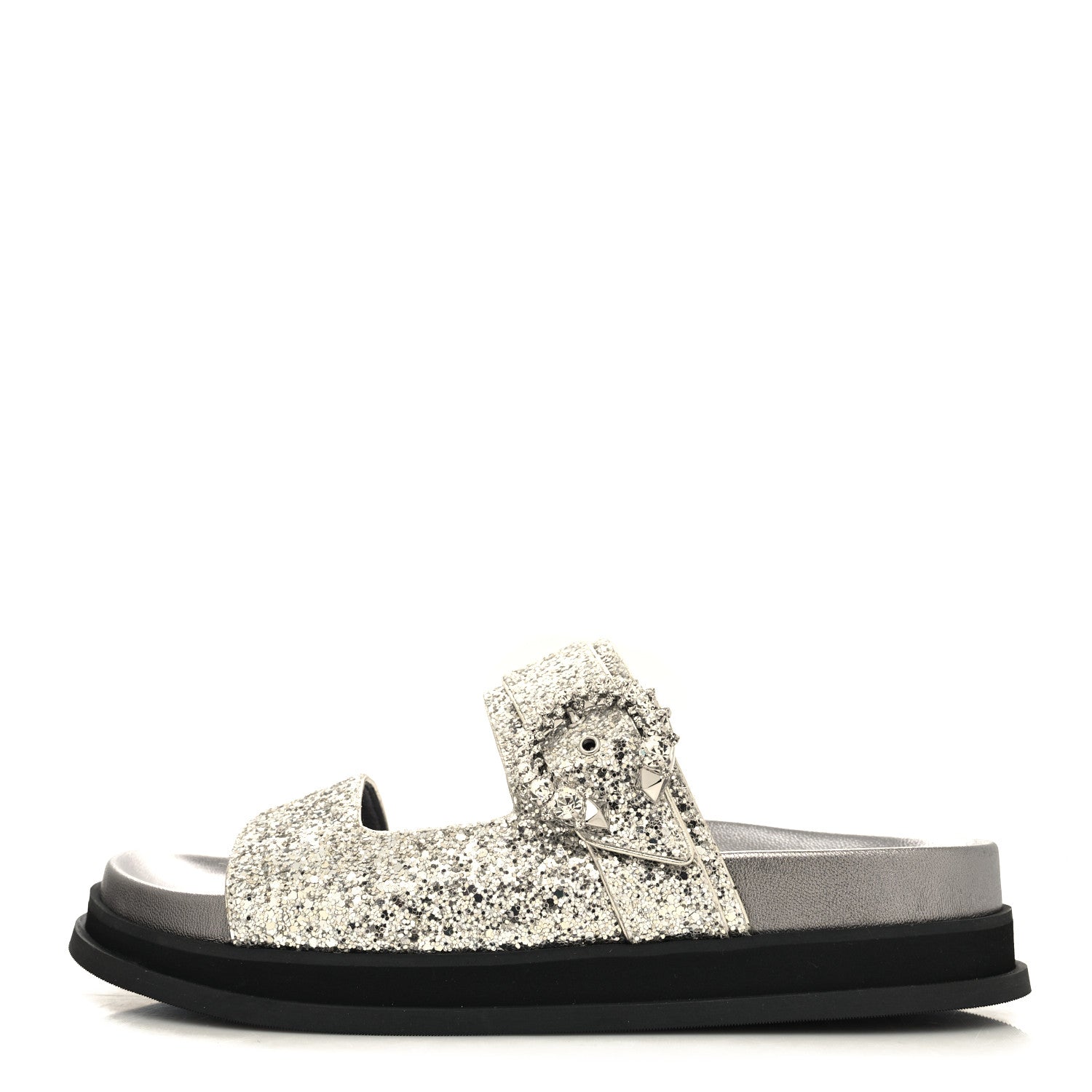 Jimmy Choo Glitter Crystal Embellished Marga Slide Sandals 38.5 Gold 1 of 7