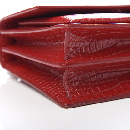 Saint Laurent Calfskin Crocodile Embossed Medium Monogram Sunset Rouge Eros 9 of 10