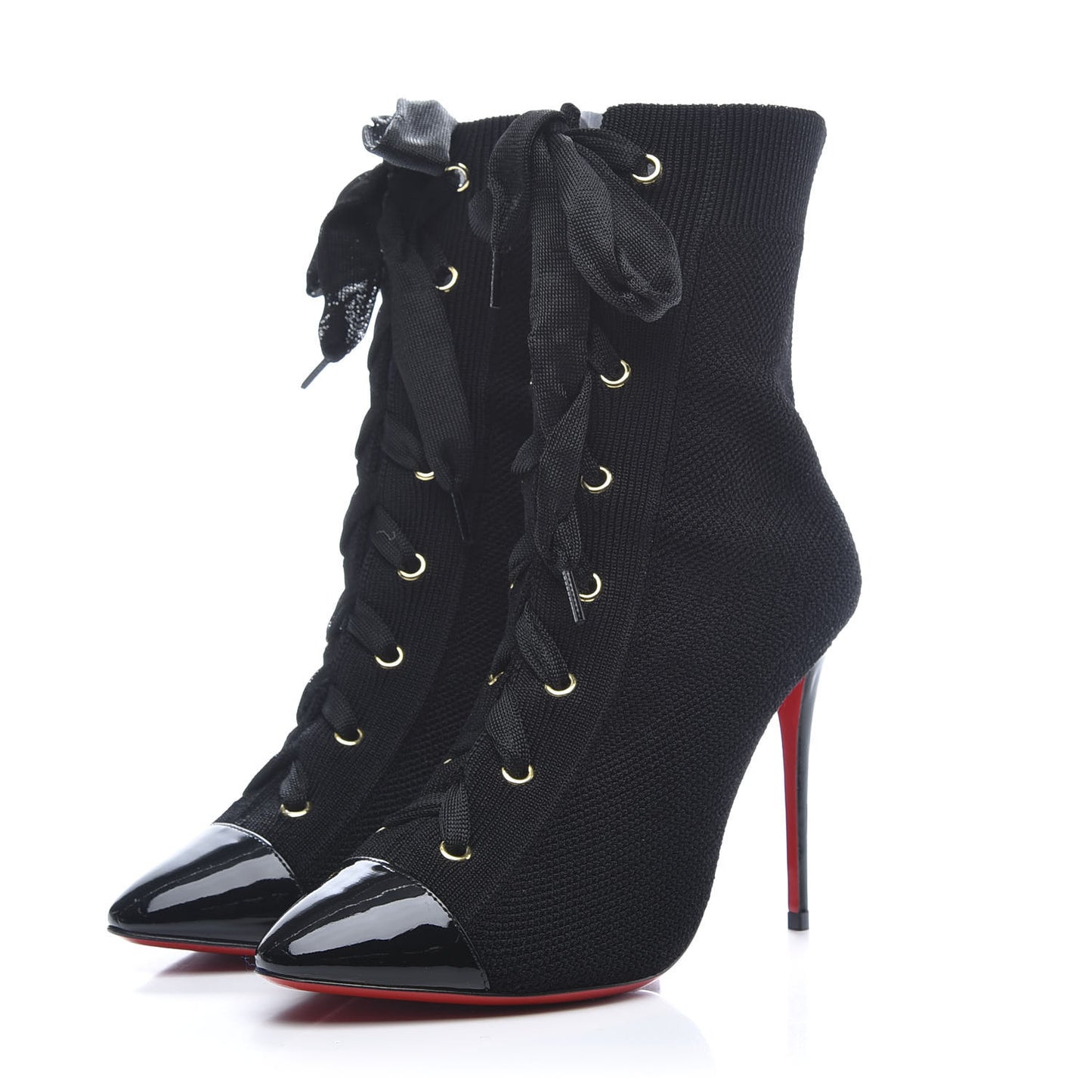 Patent Maille Tricot Frenchie 100 Ankle Boots 36 Black