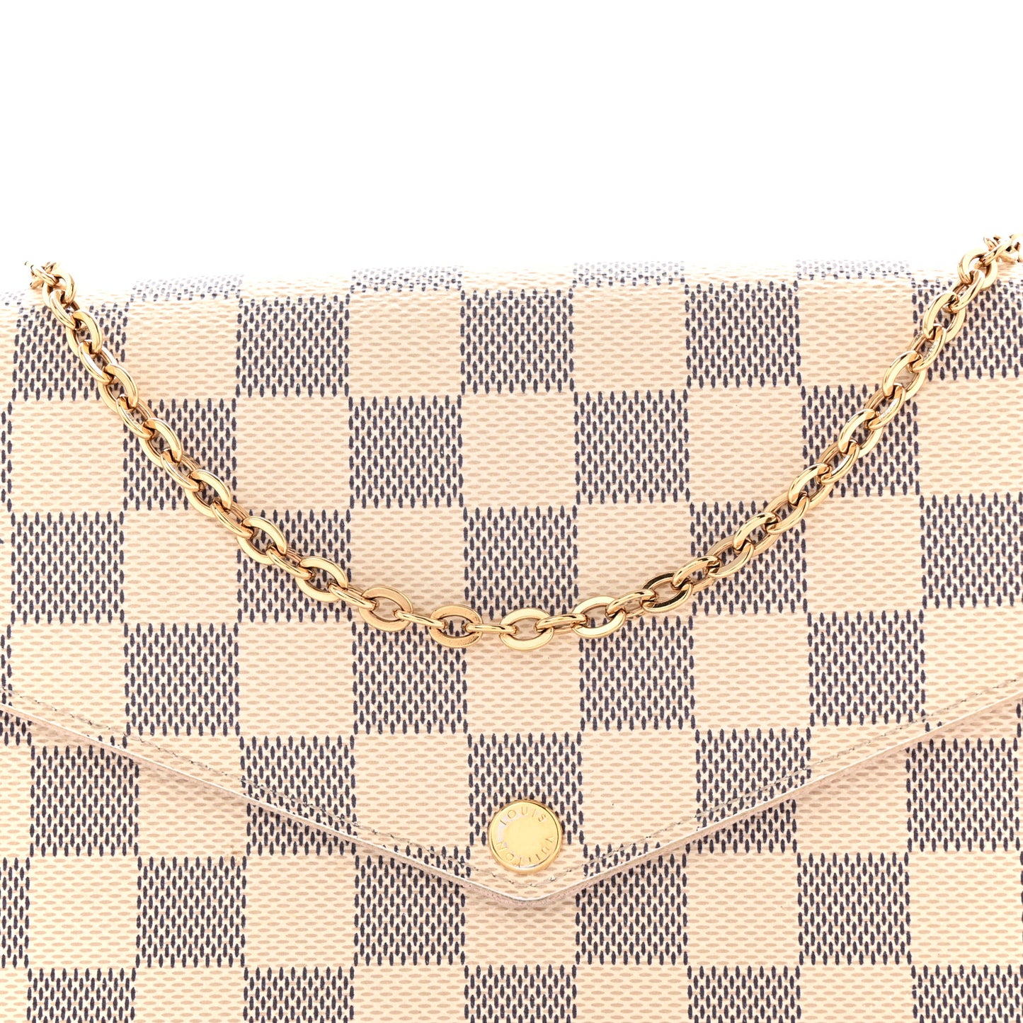 Damier Azur Pochette Felicie Chain Wallet Rose Ballerine