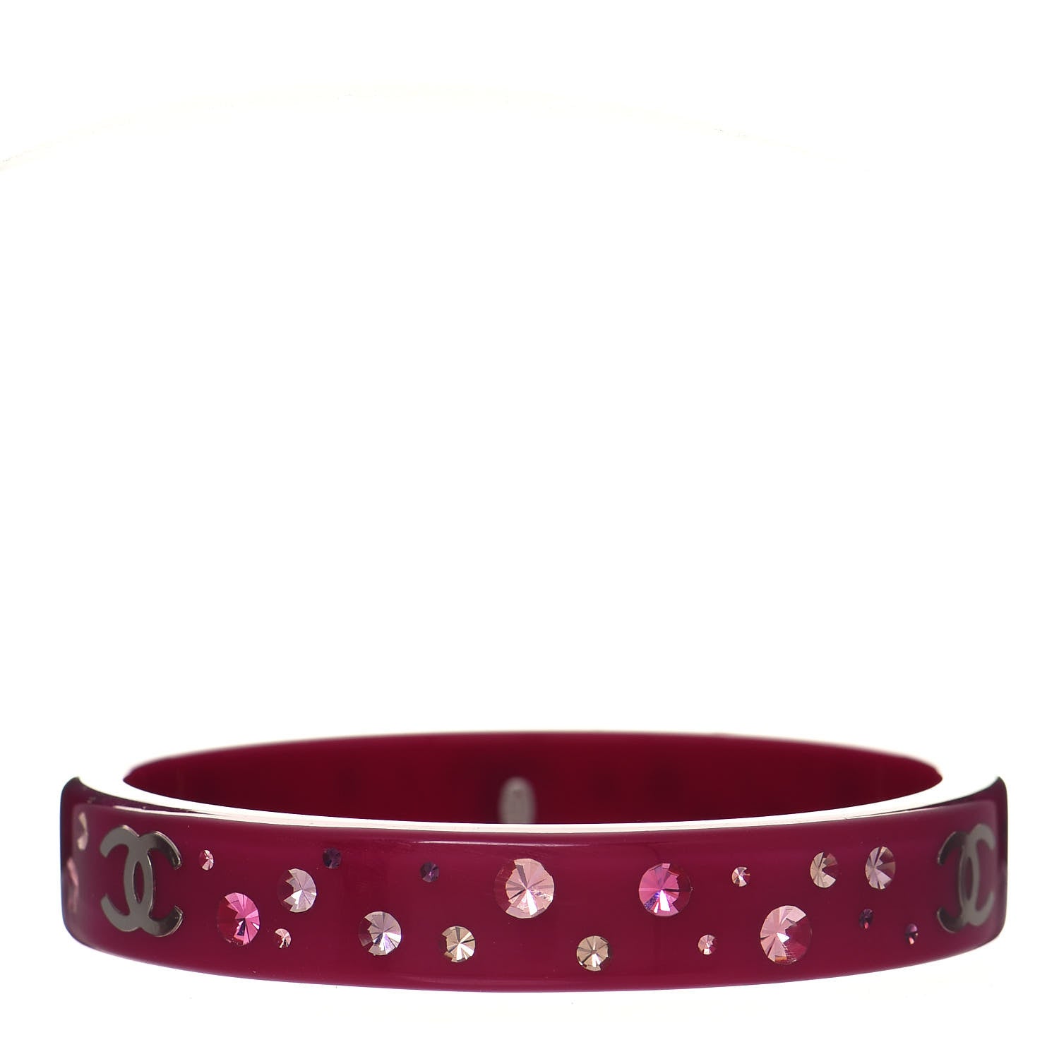 Chanel Resin Crystal CC Bangle Pink 3 of 4