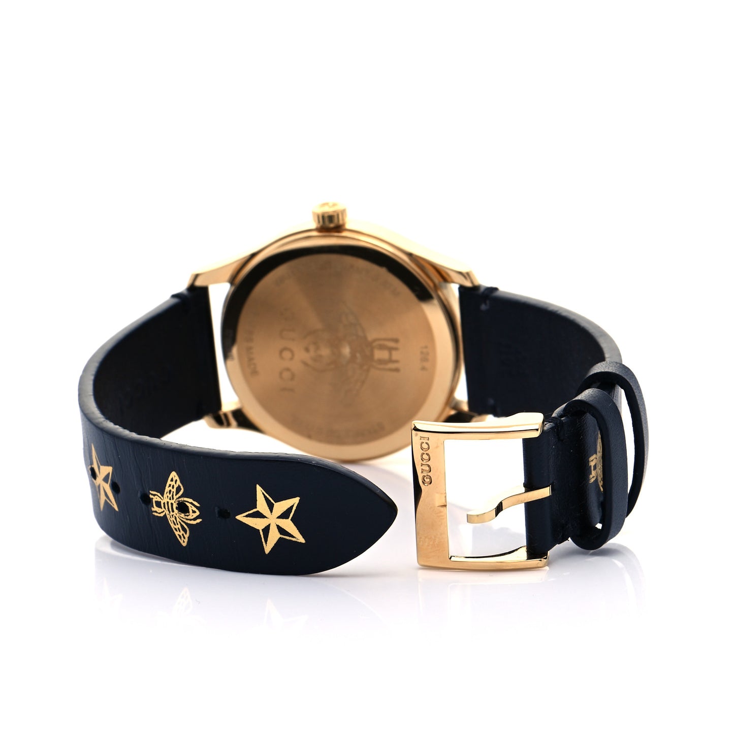 Stainless Steel Calfskin 38mm G-Timeless Bee Star Quartz Watch Black