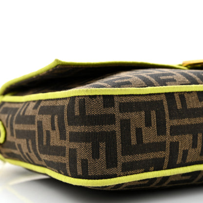 Fendi Fabric Jacquard FF 1974 Large Baguette Tobacco Moro Giallo Fluo 9 of 10