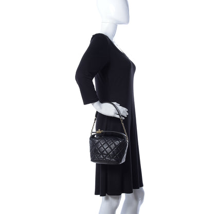 Chanel Lambskin Quilted Small Perfect Meeting Hobo Black 3 of 11