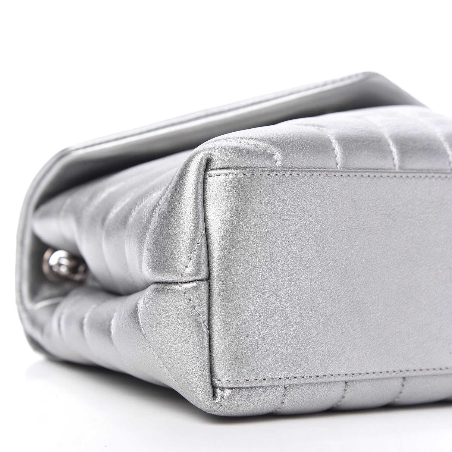 Saint Laurent Metallic Calfskin Y Quilted Monogram Small Loulou Chain Satchel Silver 6 of 10