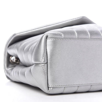 Saint Laurent Metallic Calfskin Y Quilted Monogram Small Loulou Chain Satchel Silver 6 of 10