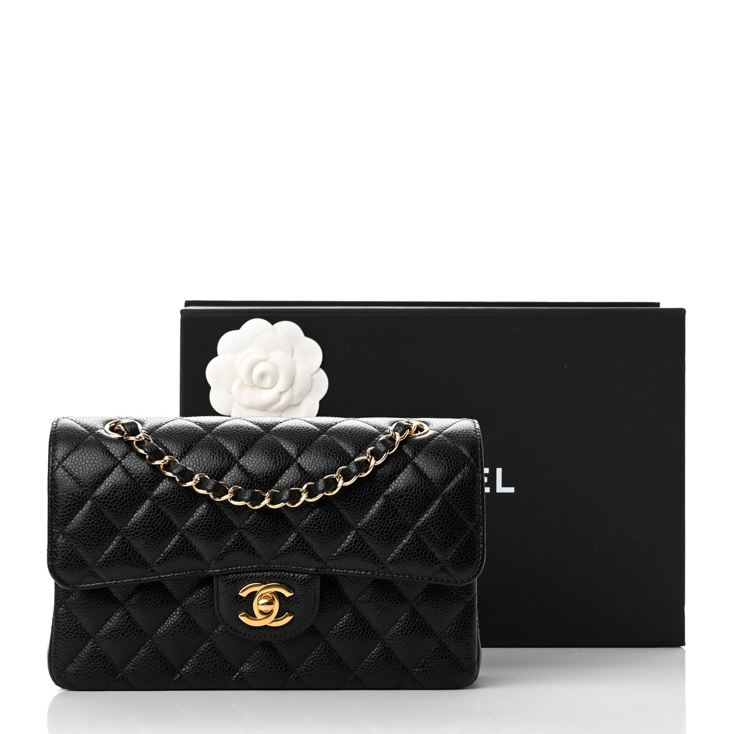 Caviar Quilted Small Double Flap Black