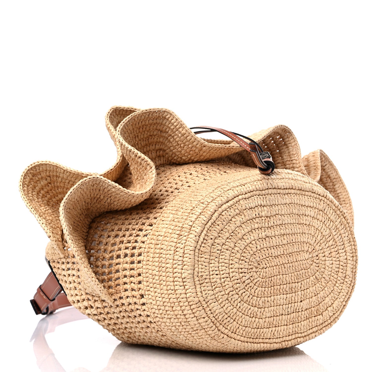 Loewe Raffia Calfskin Balloon Ruffles Bucket Bag Natural Tan 4 of 8