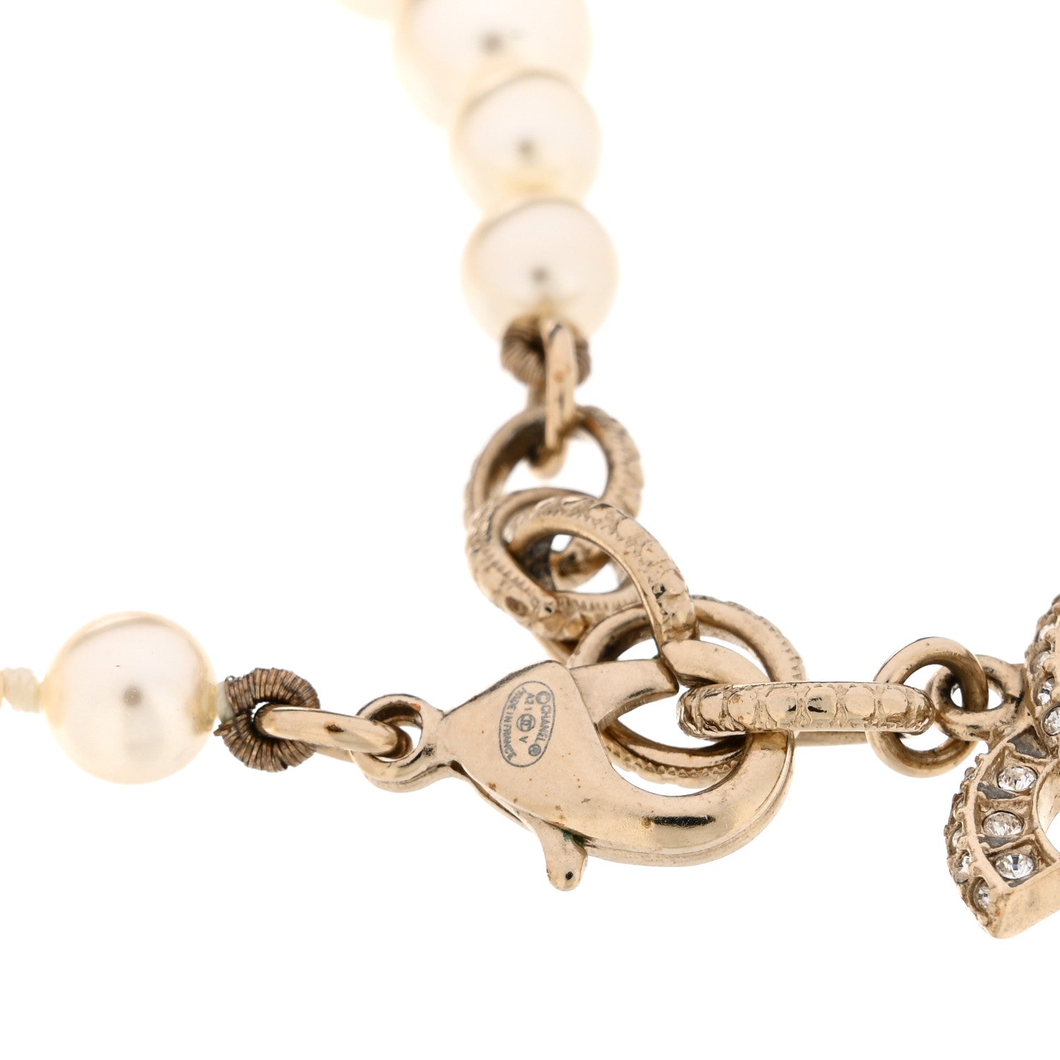 Chanel Graduated Pearl Crystal CC Bracelet Gold 3 of 4