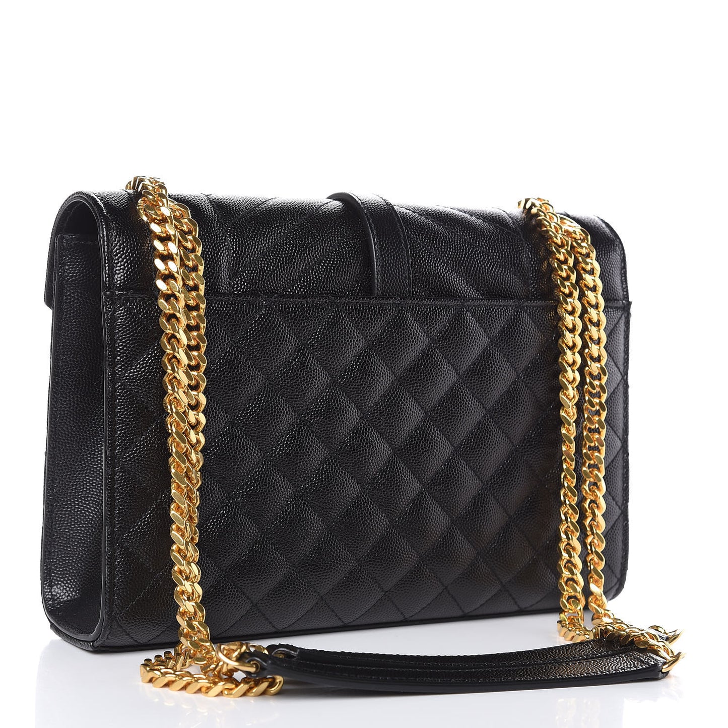 Grain De Poudre Textured Mixed Matelasse Triquilt Medium Monogram Satchel Black
