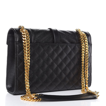 Saint Laurent Grain De Poudre Textured Mixed Matelasse Triquilt Medium Monogram Satchel Black 3 of 10