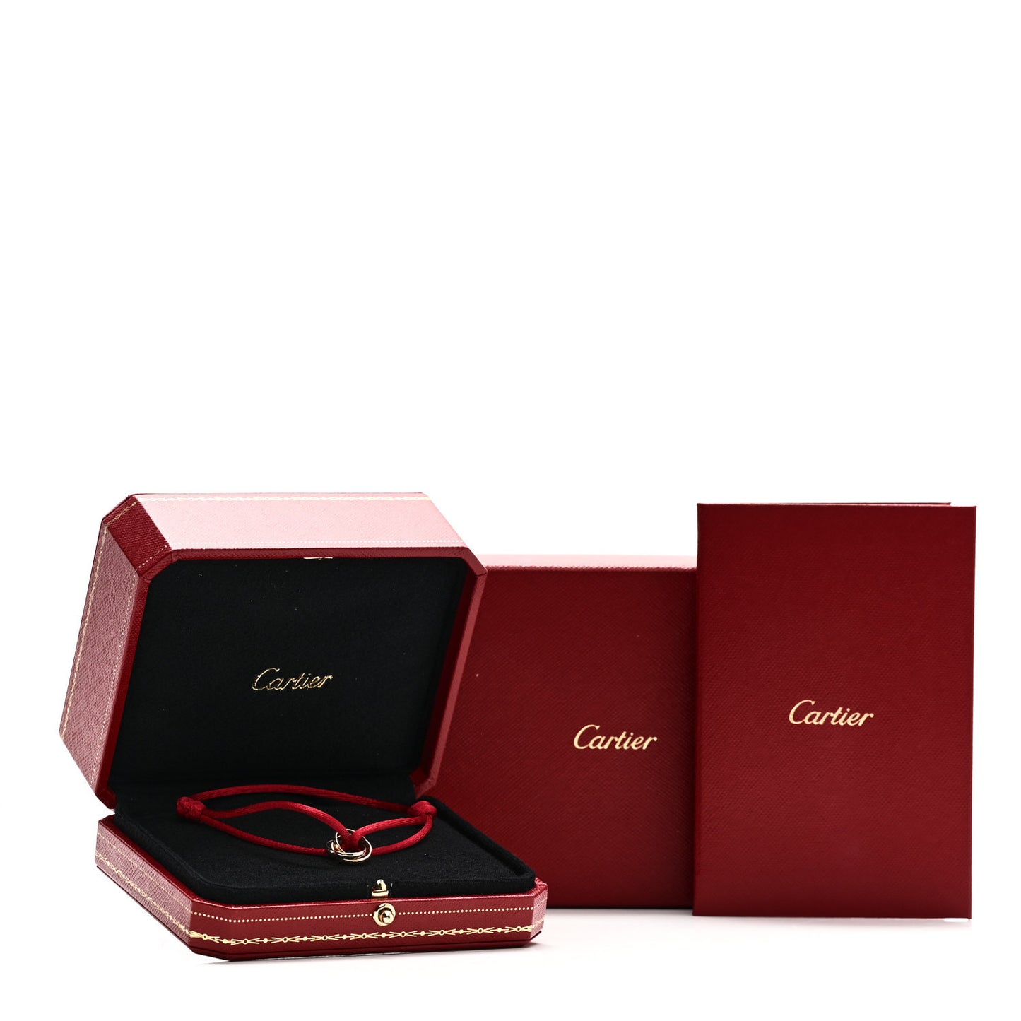 18K Pink Yellow White Gold Trinity Cord Bracelet Red