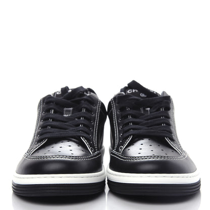 Chanel Calfskin Womens Logo Sneakers 38 Black White 2 of 11