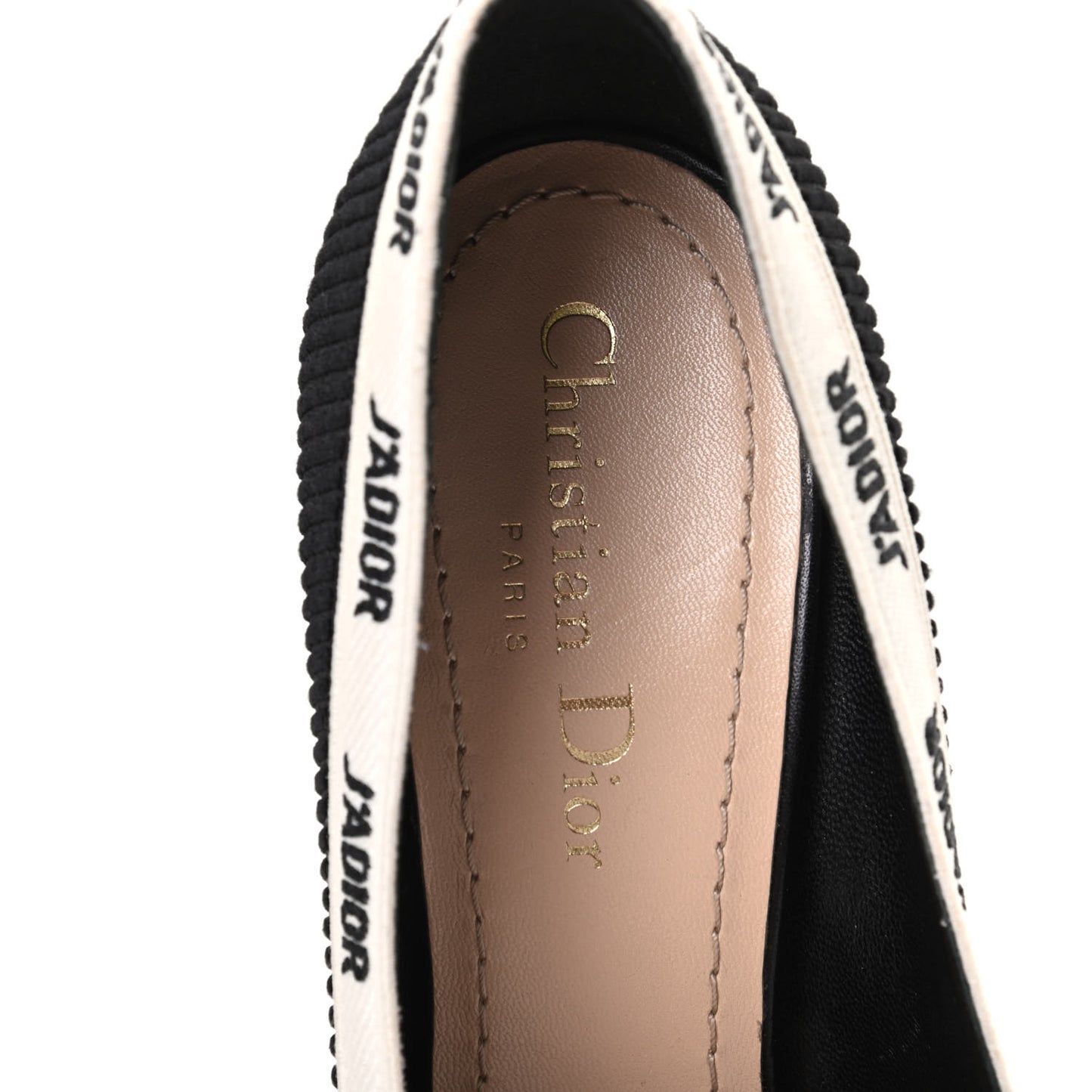 Technical Canvas Ribbon Embroidered J'Adior 100mm Pumps 36.5 Black