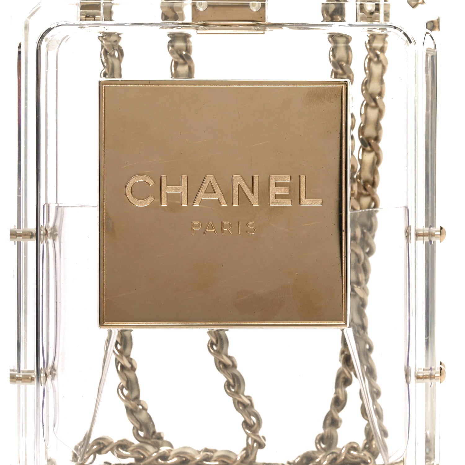 Chanel Transluscent Plexiglass Perfume Bottle Clutch 5 of 9