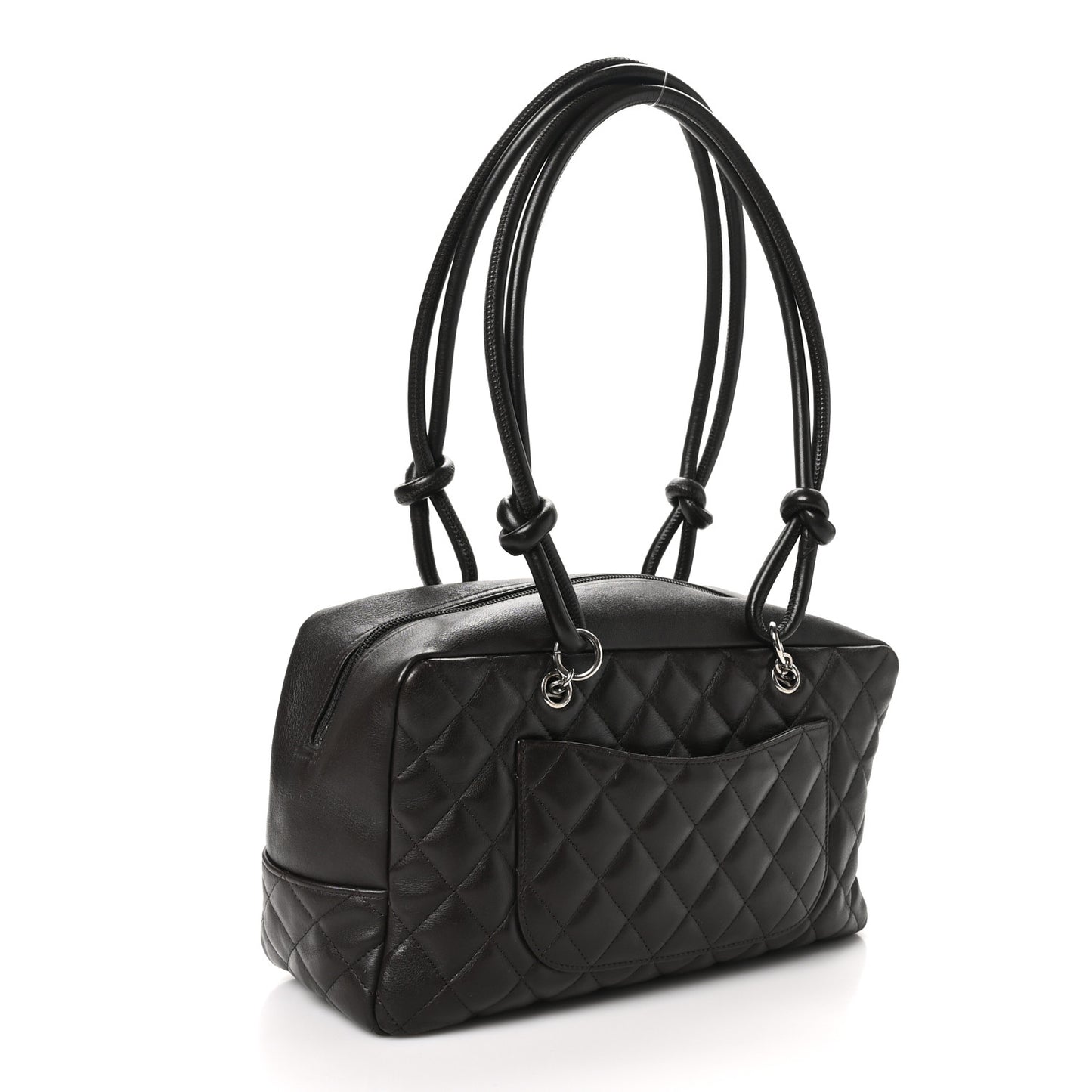 Calfskin Quilted Cambon Large Bowler Brown Beige