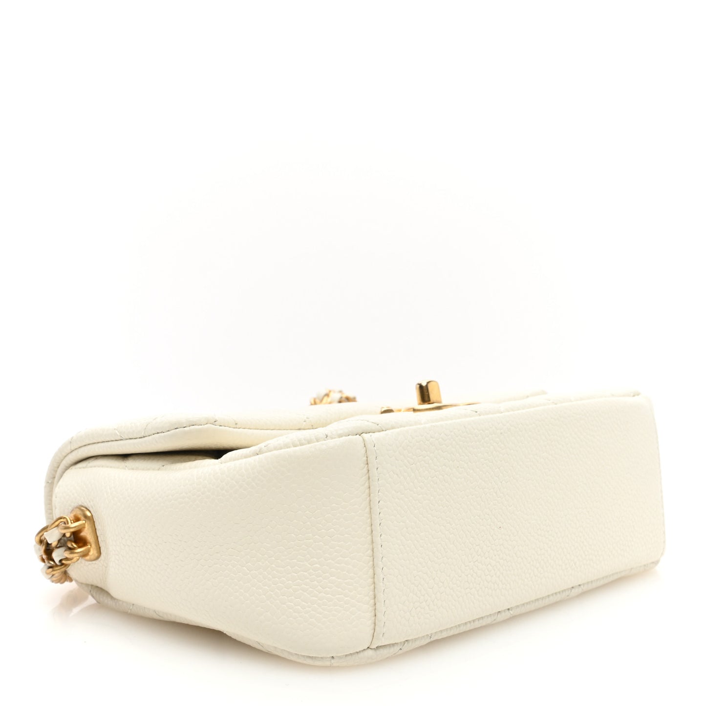 Caviar Quilted Mini Chain Soul Flap White
