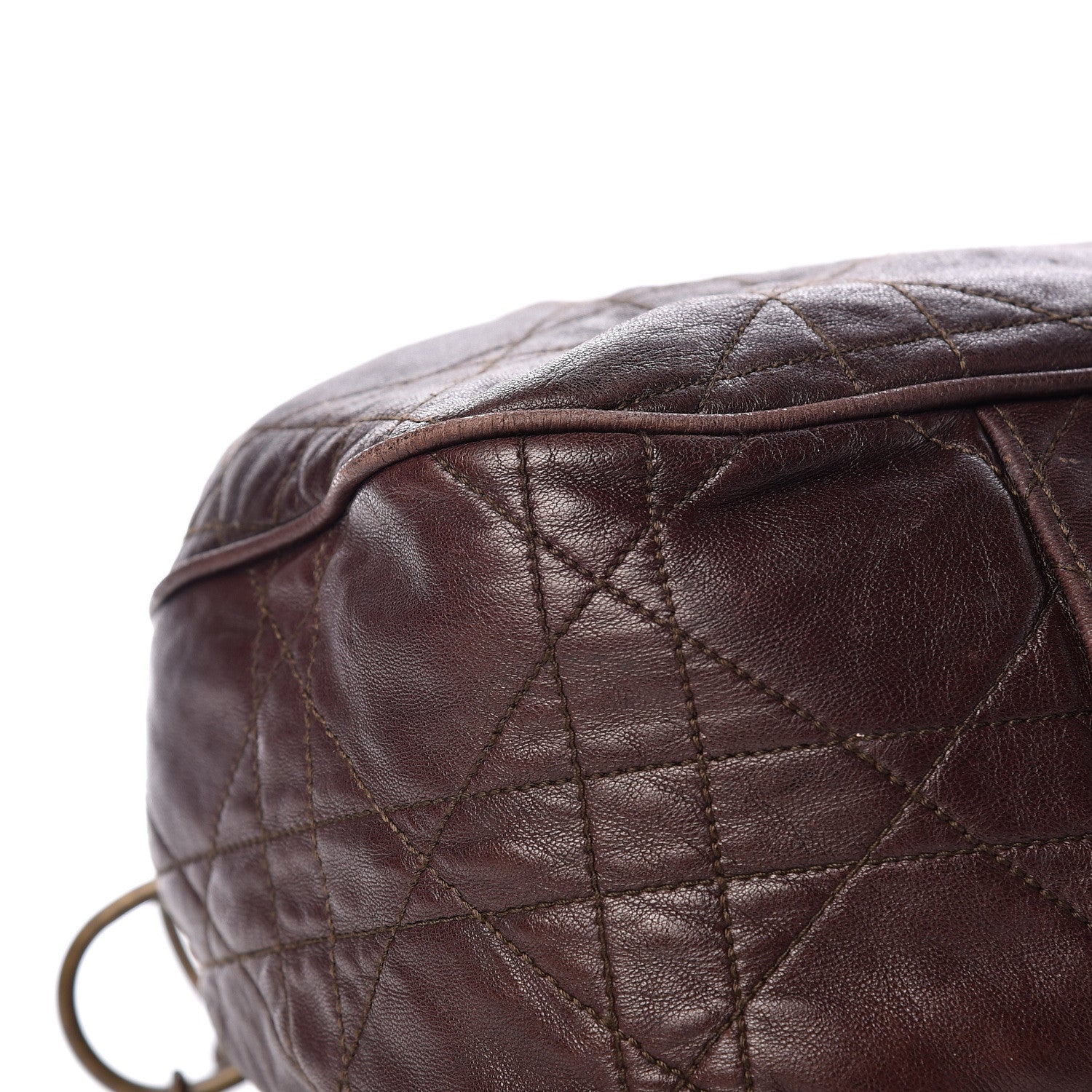 Christian Dior Lambskin Cannage Drawstring Bag Dark Brown 10 of 13