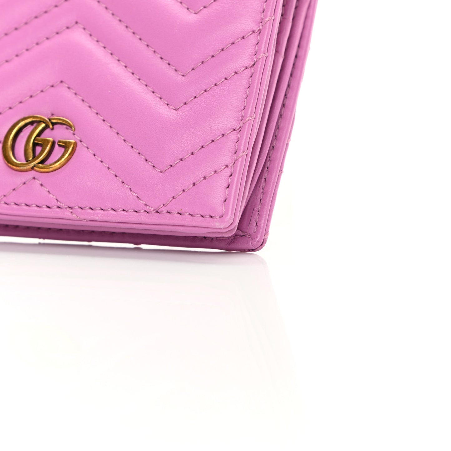 Calfskin Matelasse GG Marmont Card Case Candy Mousse