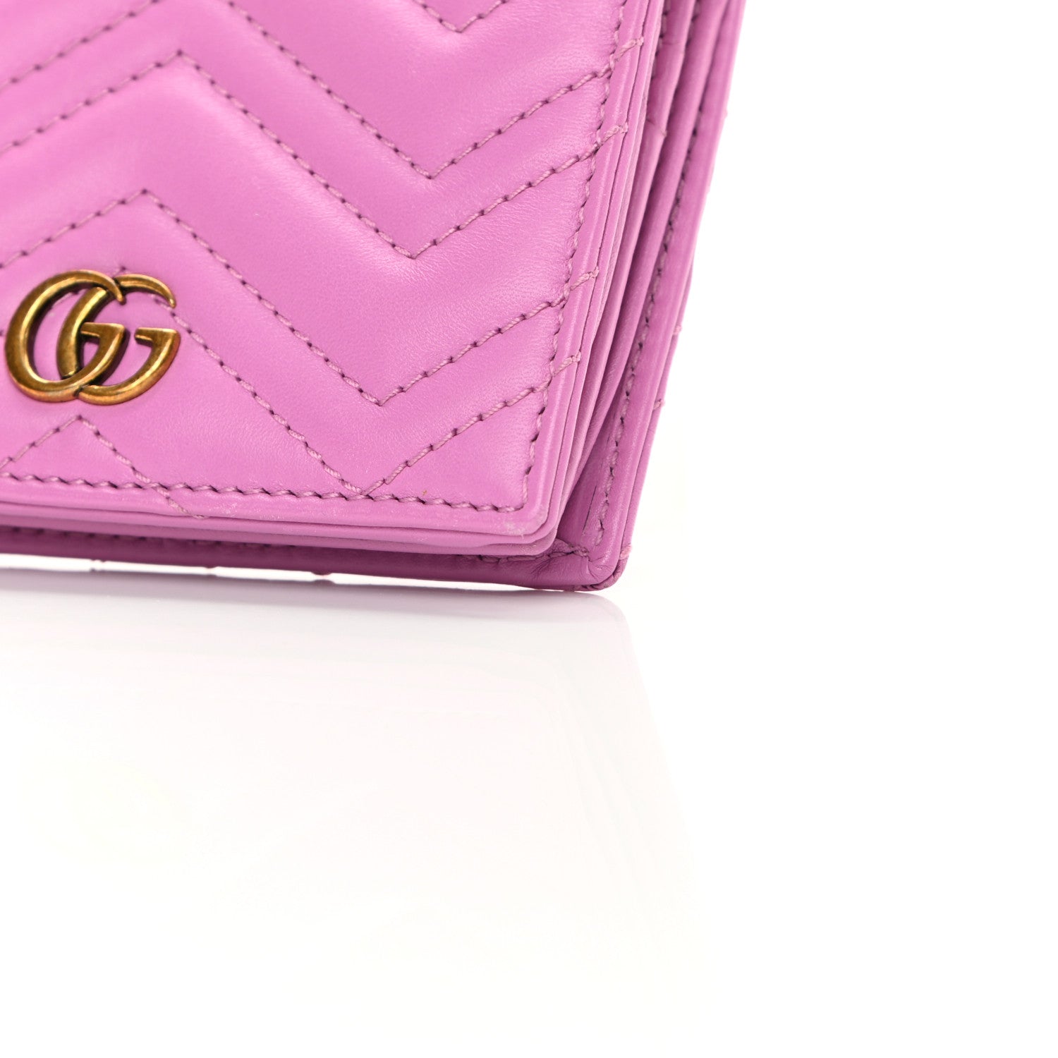 Gucci Calfskin Matelasse GG Marmont Card Case Candy Mousse 8 of 11
