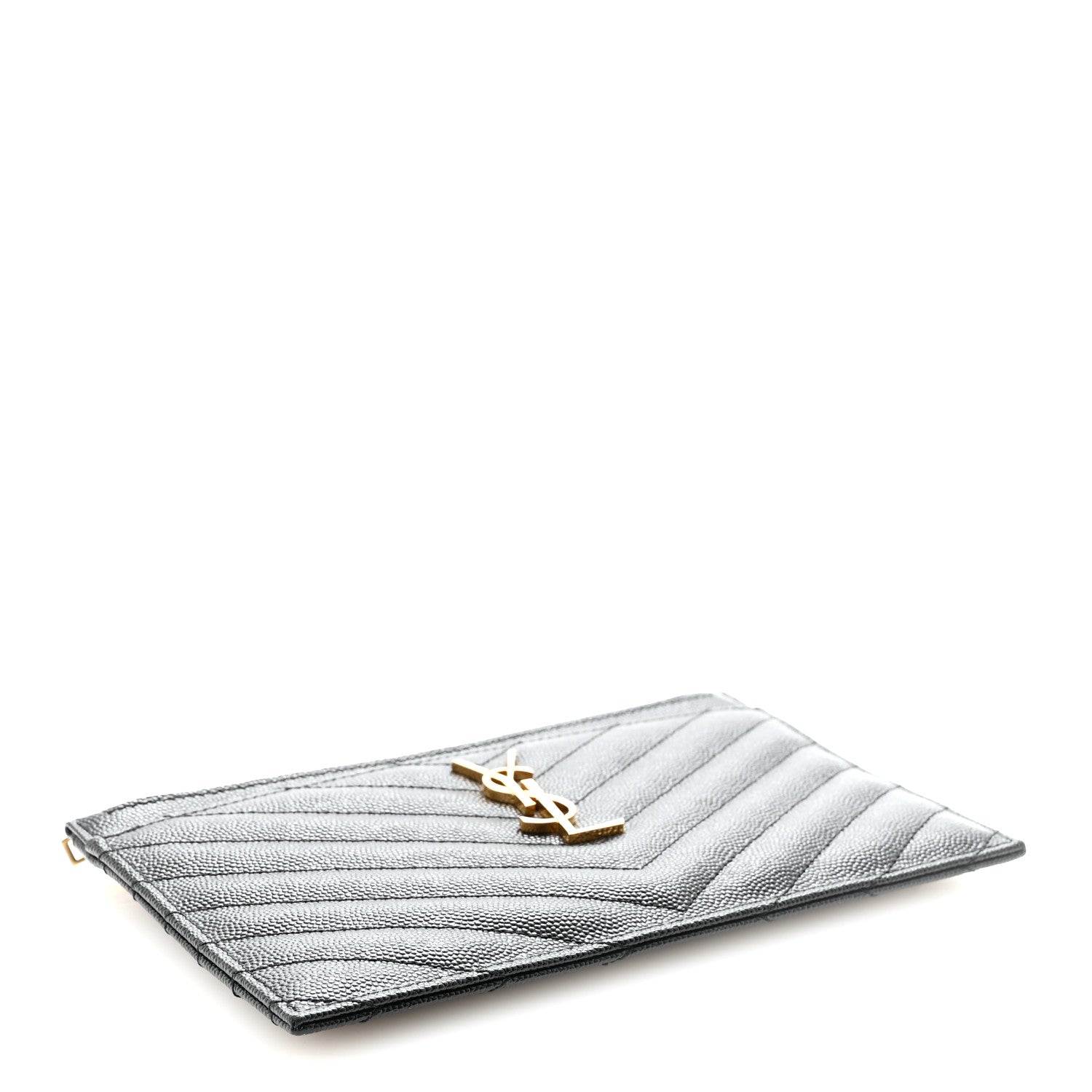 Saint Laurent Grain De Poudre Chevron Monogram Bill Pouch Black 4 of 6