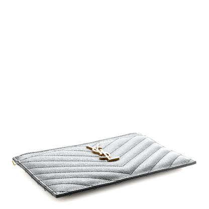 Saint Laurent Grain De Poudre Chevron Monogram Bill Pouch Black 4 of 6