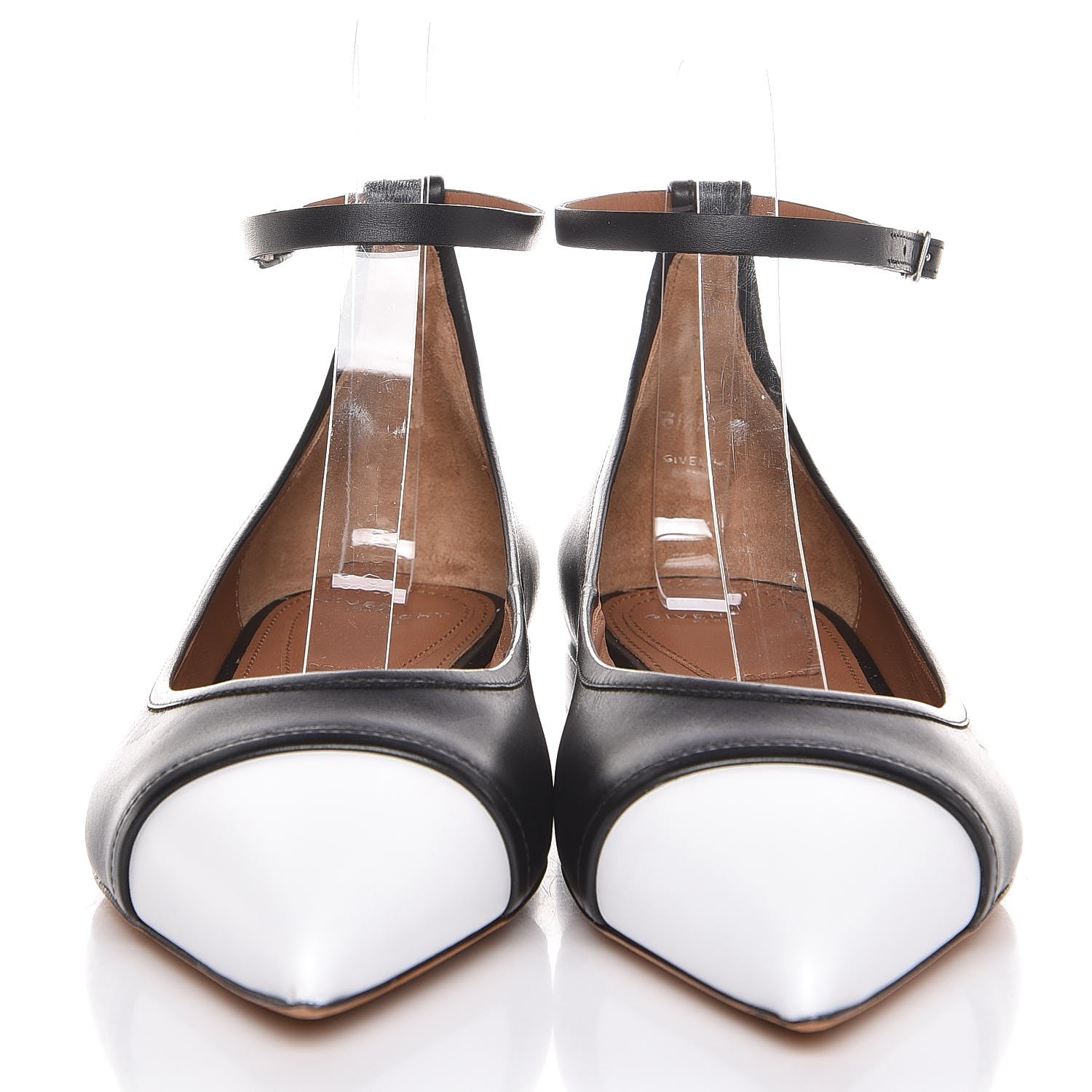 Givenchy Calfskin Graphic Ankle Strap Ballerina Flats 37 Black White 3 of 10