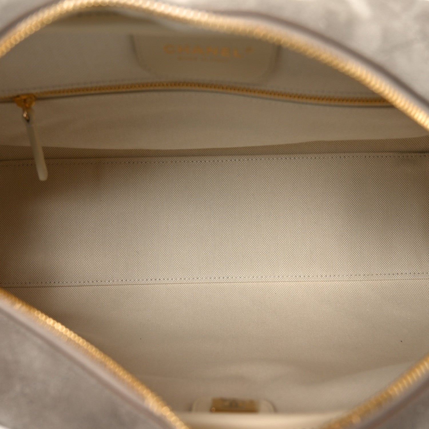 Chanel Suede Calfskin Quilted Large Perfect Bowling Bag Grey 5 of 10