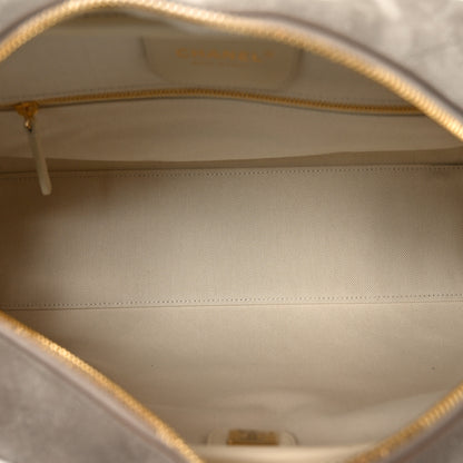 Chanel Suede Calfskin Quilted Large Perfect Bowling Bag Grey 5 of 10