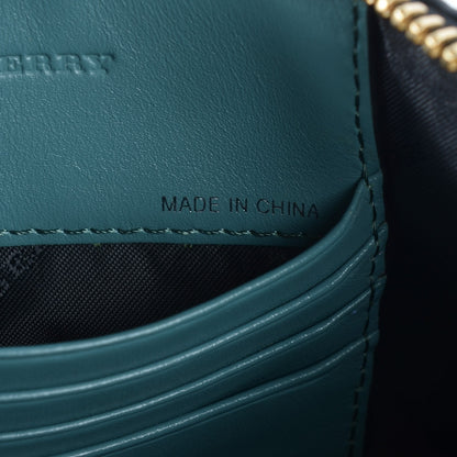Burberry Signature Grain Calfskin Check Embossed Peyton Crossbody Clutch Bag Celadon Blue 7 of 8