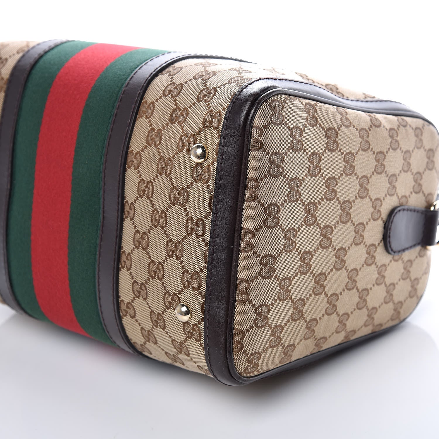 Gucci Monogram Vintage Web Medium Boston Dark Brown 9 of 13