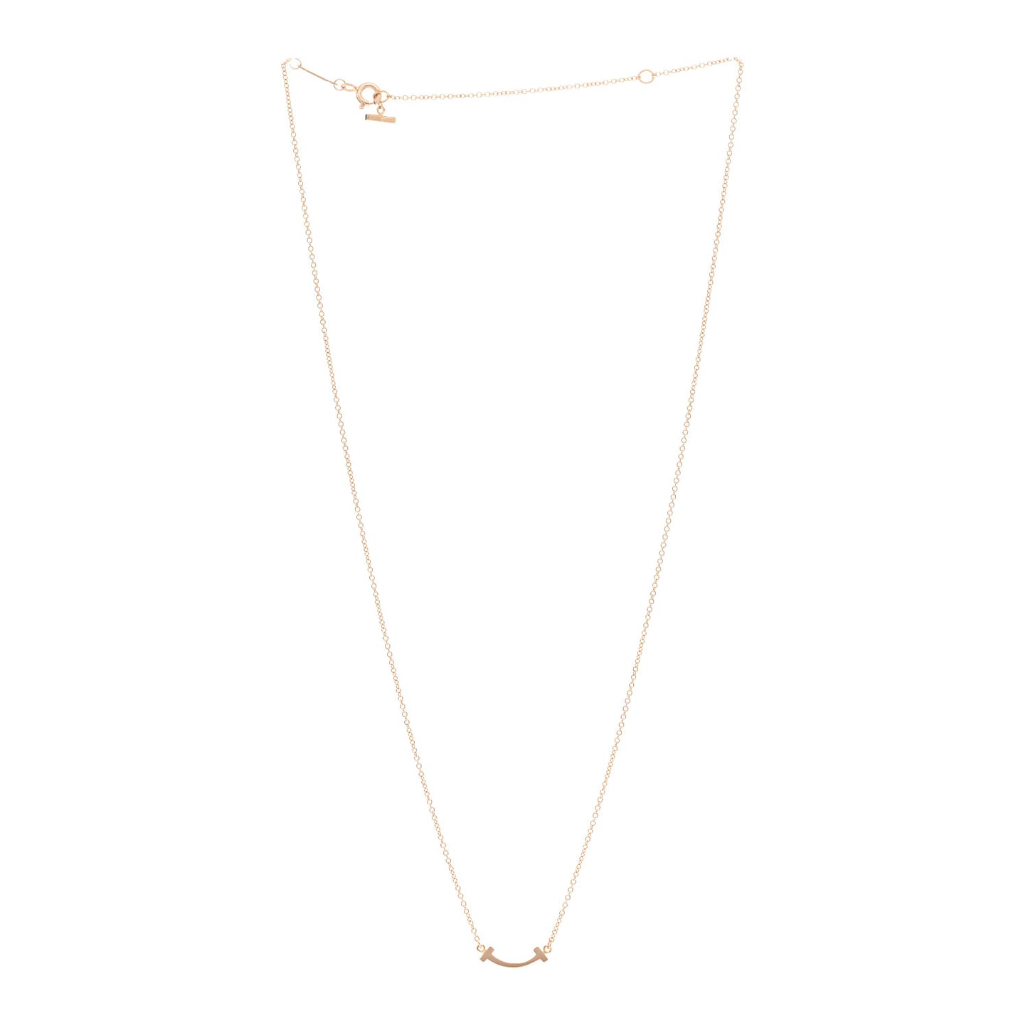 18K Rose Gold Mini T Smile Pendant Necklace