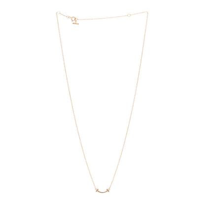 Tiffany 18K Rose Gold Mini T Smile Pendant Necklace 3 of 4