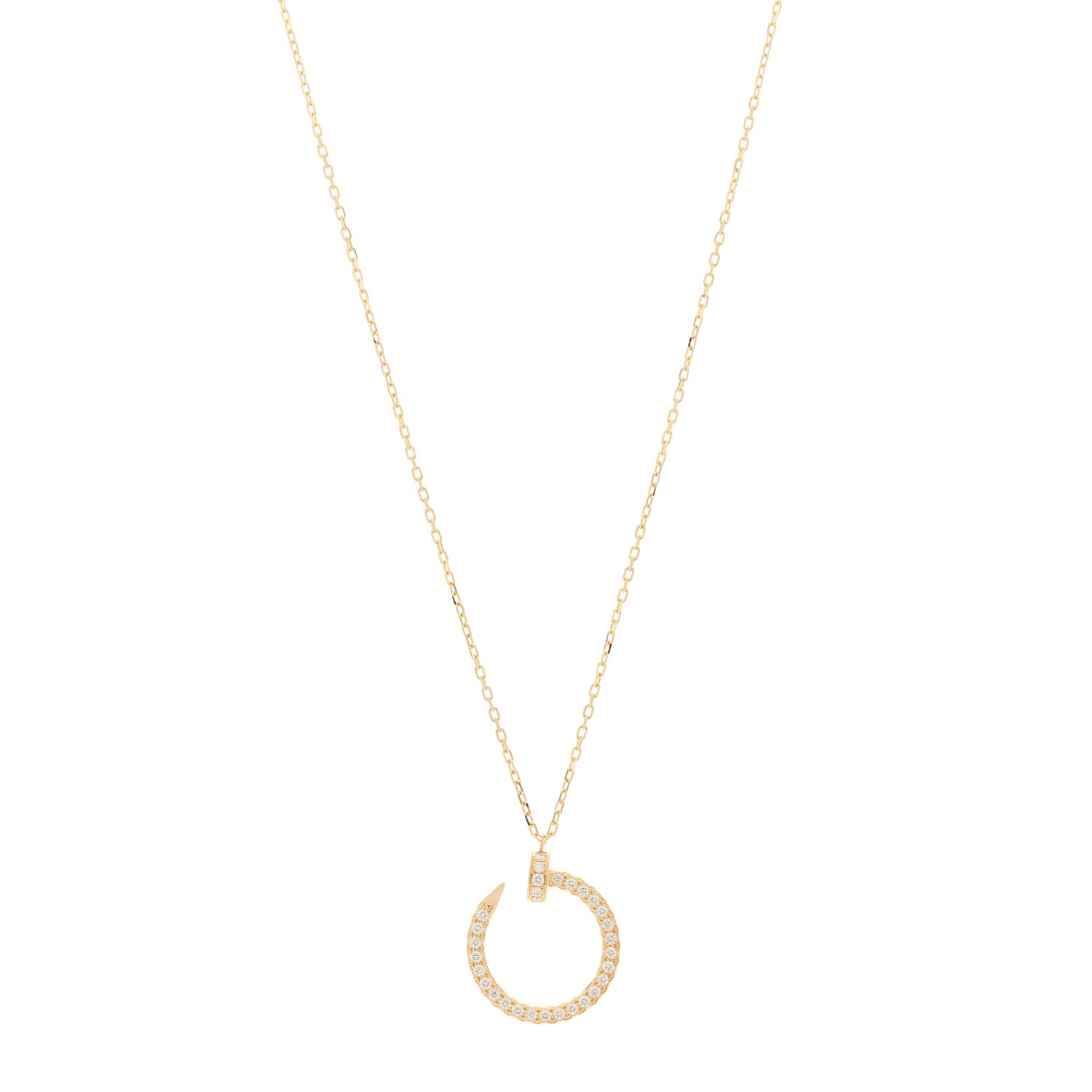 Cartier 18K Yellow Gold Diamond Juste Un Clou Paved Pendant Necklace 1 of 6