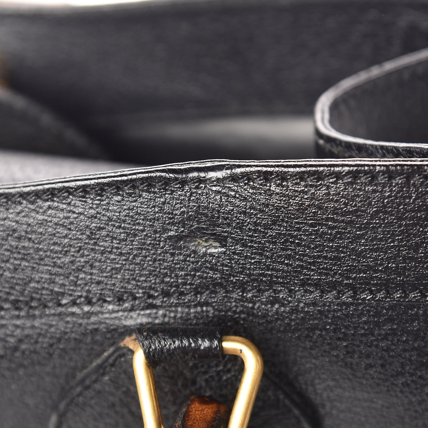 Calfskin Bamboo Top Handle Tote Black