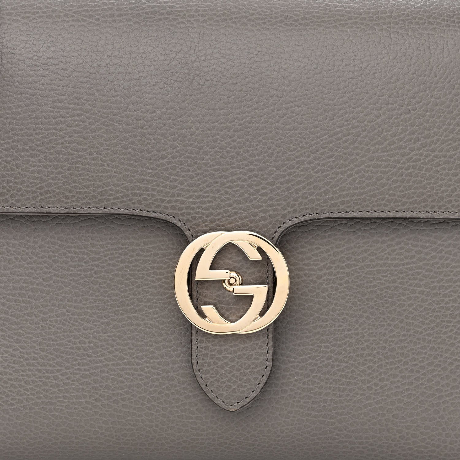 Gucci Dollar Calfskin Medium Interlocking G Top Handle Shoulder Bag Loess 8 of 13