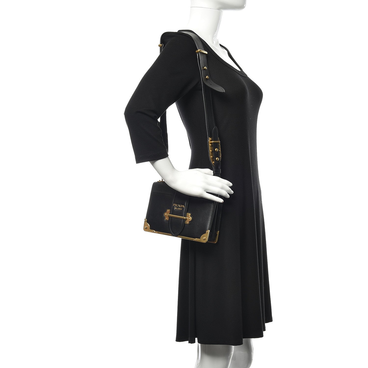 Prada City Calf Saffiano Cahier Bag Black 2 of 9