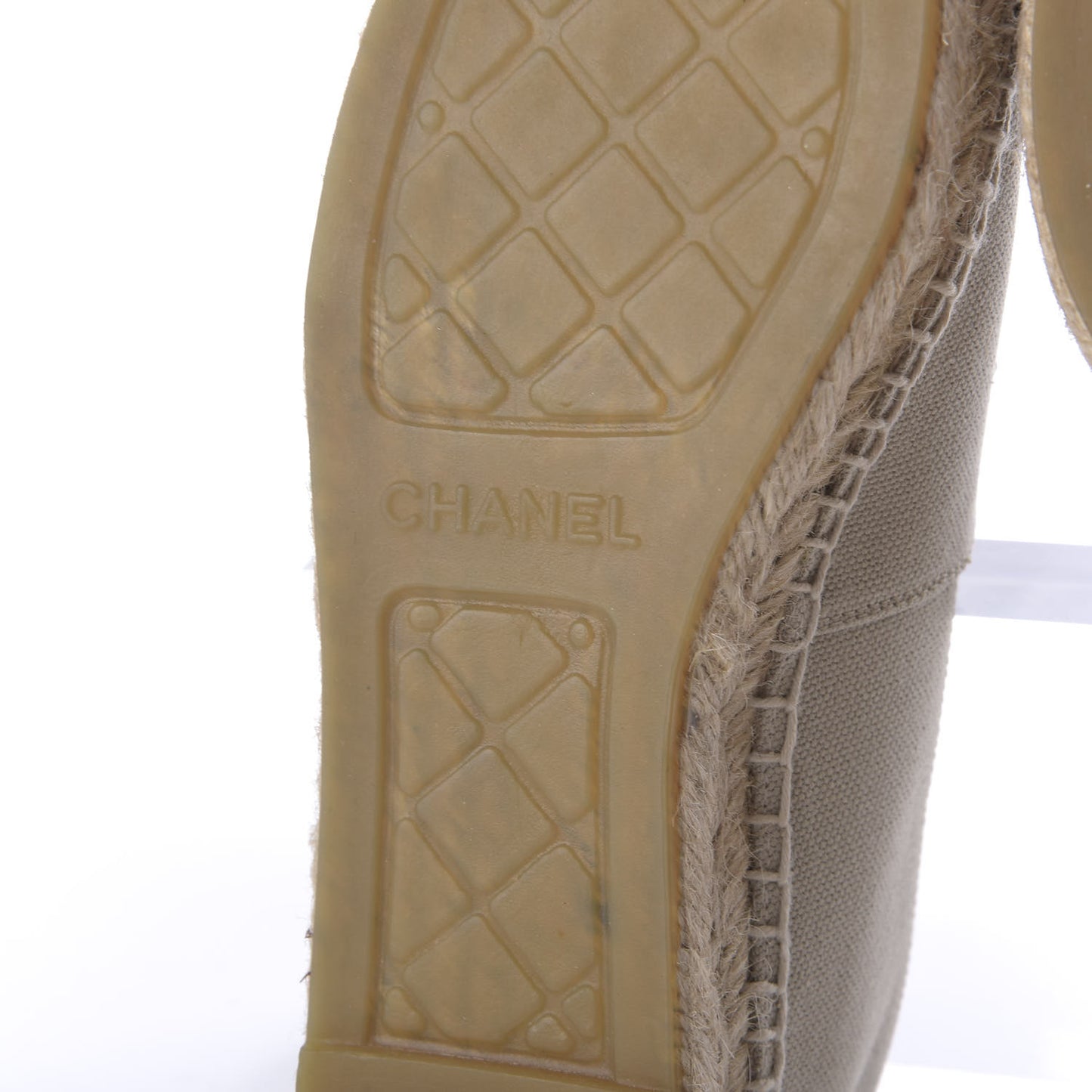 Canvas Grosgrain CC Espadrilles 35 Beige Black