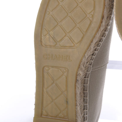 Chanel Canvas Grosgrain CC Espadrilles 35 Beige Black 9 of 11
