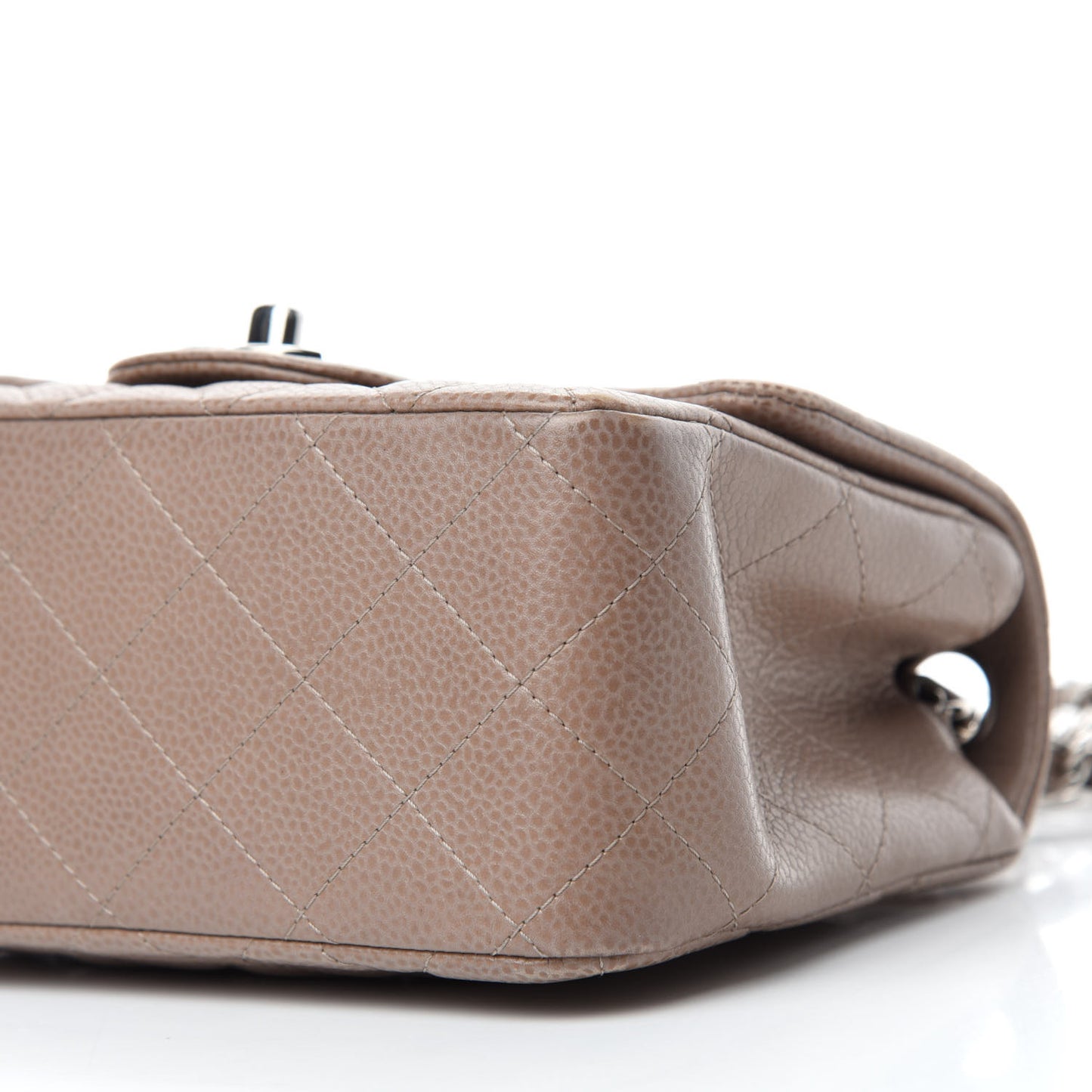 Caviar Quilted Mini Square Flap Taupe