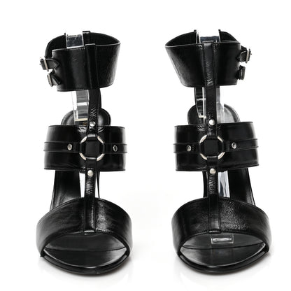 Saint Laurent Shiny Calfskin Fetish Sandal 40 Black 2 of 8