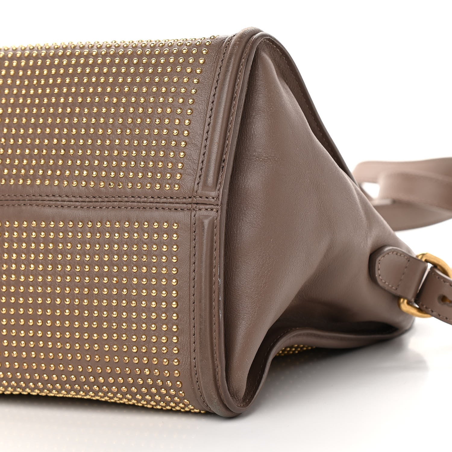 Alexander McQueen Calfskin Small Studded Padlock Zip Around Tote Taupe 9 of 13