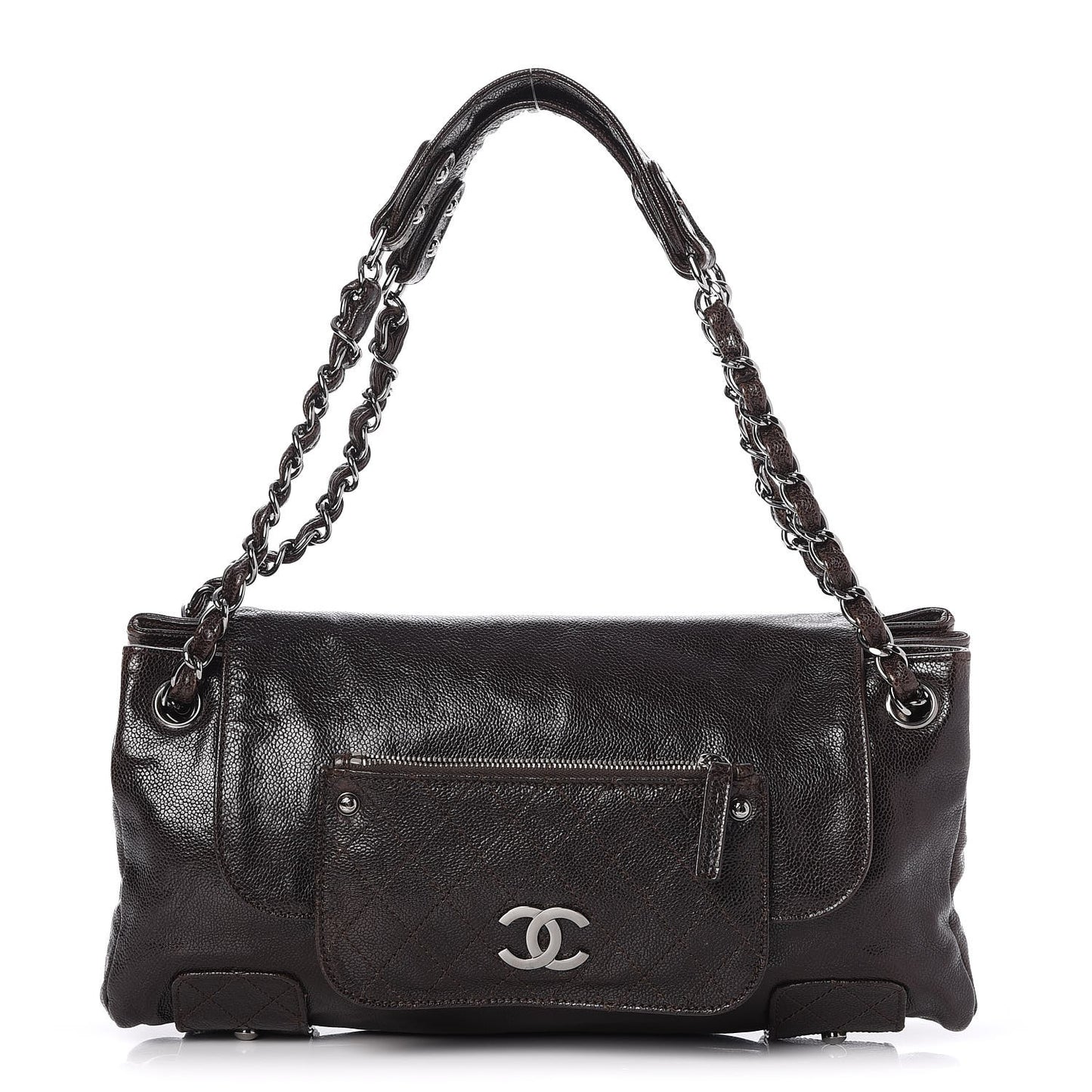 Glazed Caviar Pocket In The City Tote Brown