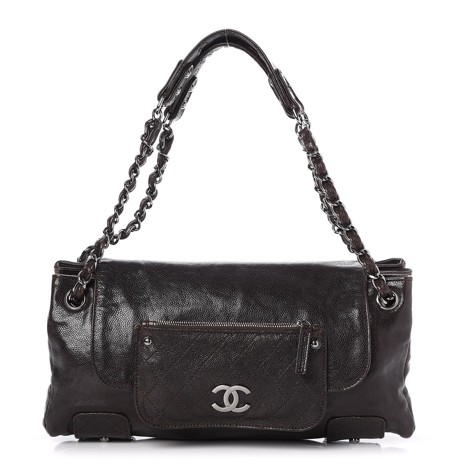 Chanel Glazed Caviar Pocket In The City Tote Brown 1 of 7