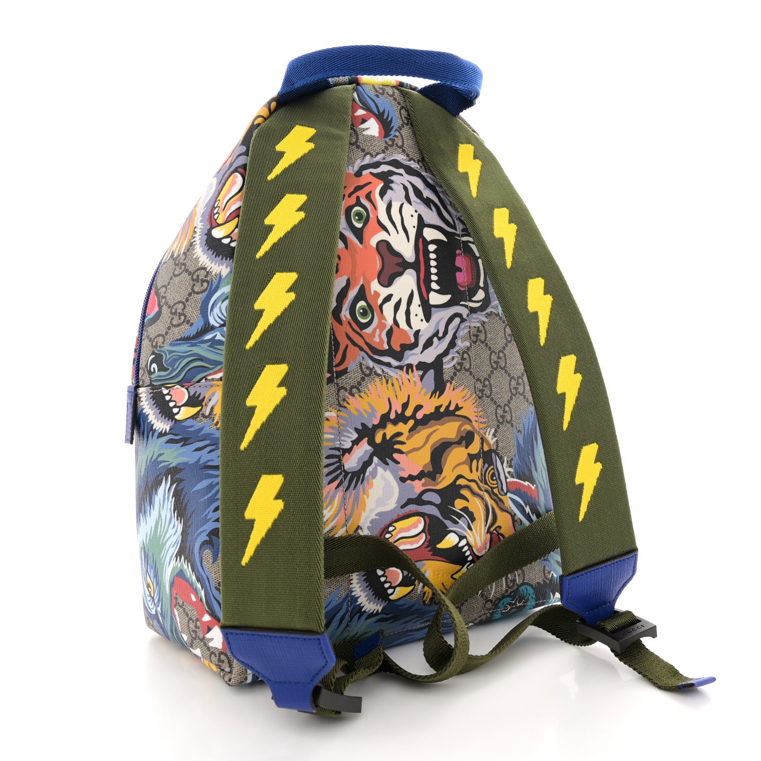 Gucci GG Supreme Monogram Animal Faces Childrens Day Backpack Beige Ebony Multicolor Electric Blue Military Fresia 3 of 11