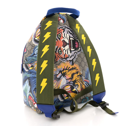 Gucci GG Supreme Monogram Animal Faces Childrens Day Backpack Beige Ebony Multicolor Electric Blue Military Fresia 3 of 11
