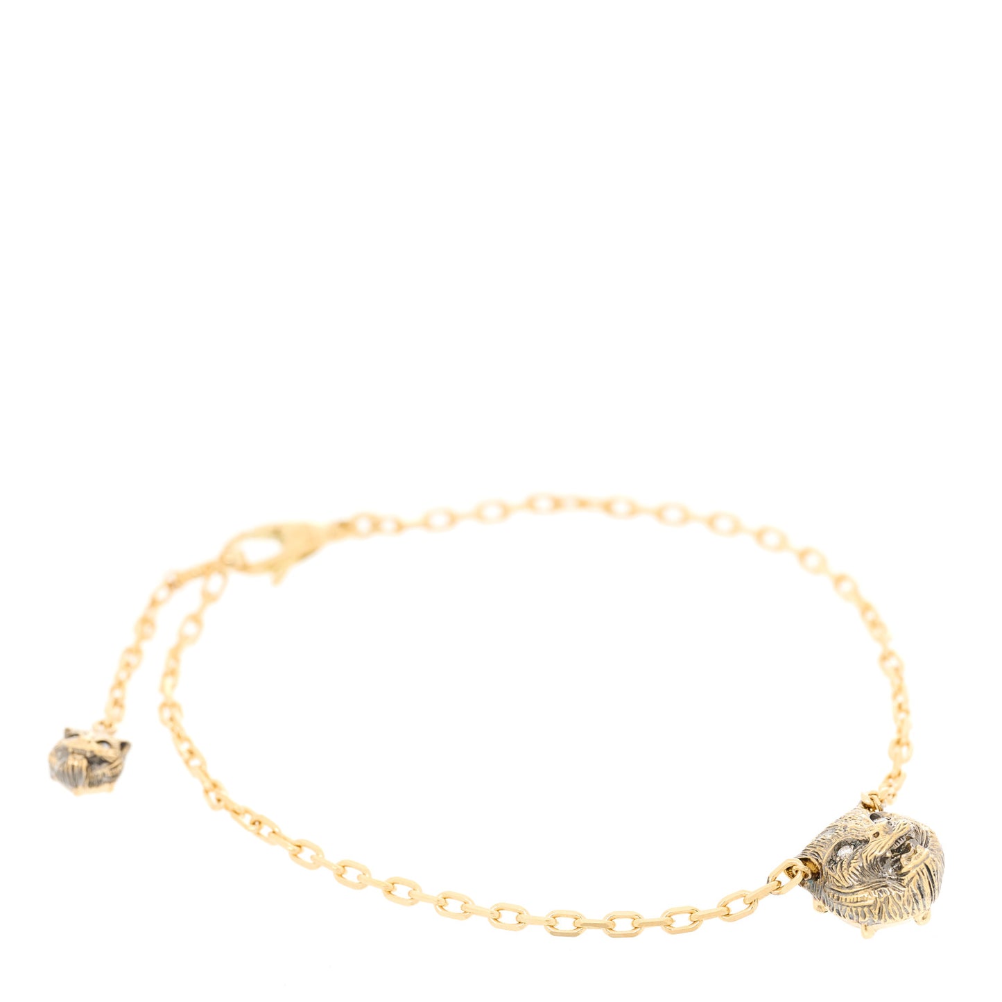 18K Yellow Gold Diamond Pink Tourmaline Aquamarine Le Marche des Merveilles Feline Bracelet