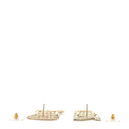 Chanel Crystal Cha-Nel Logo Drop Earrings Gold 3 of 4