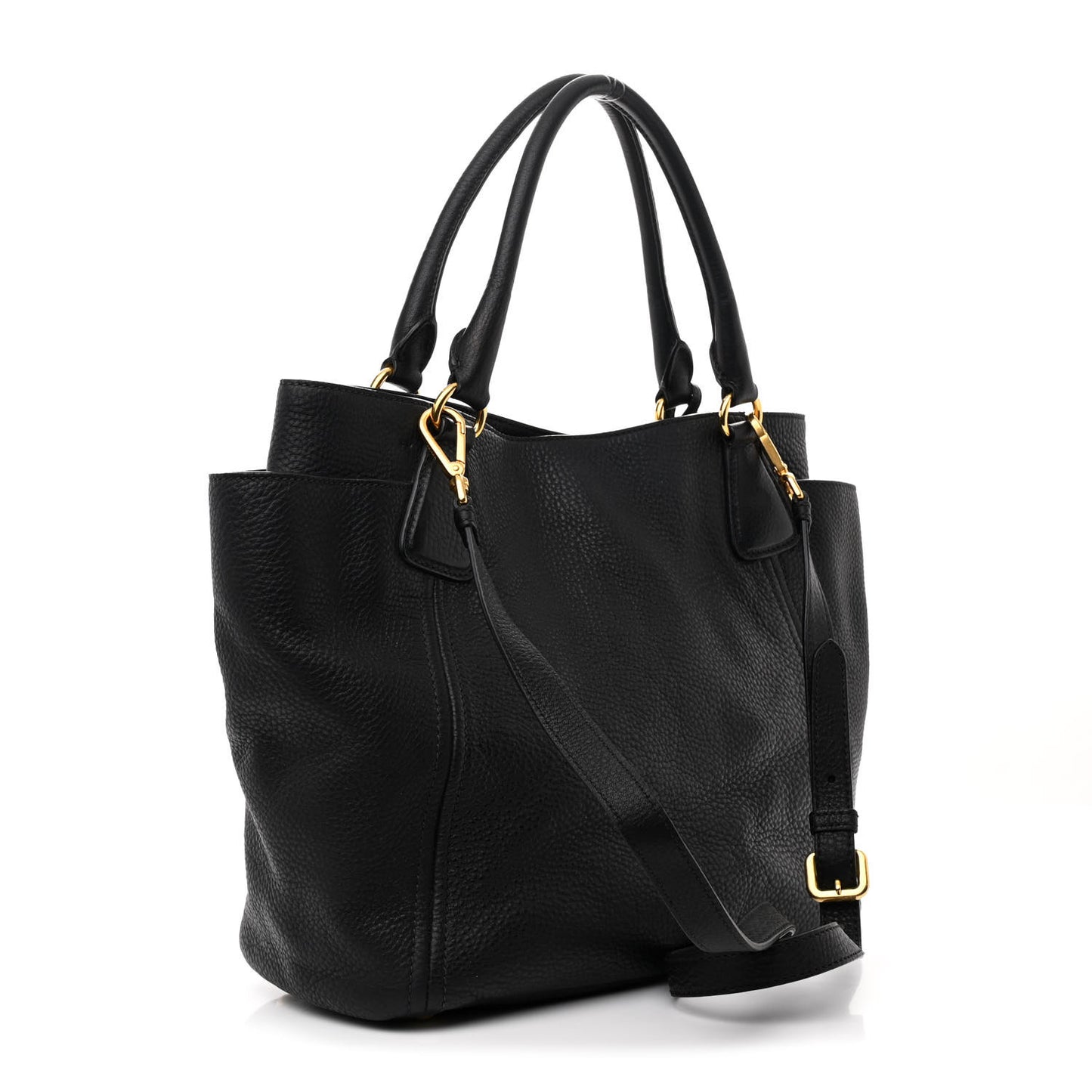 Vitello Daino Side Pocket Tote Black